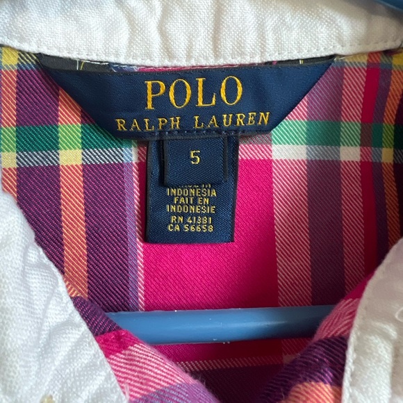POLO Ralph Lauren Pink Multicolour Plaid Tartan Dress Preppy Fall Size 5 Girls - Picture 3 of 9